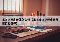 深圳小程序开发怎么样（深圳微信小程序开发哪家公司好）