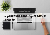 app软件开发费用明细（app软件开发费用明细表）