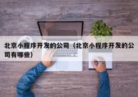 北京小程序开发的公司（北京小程序开发的公司有哪些）